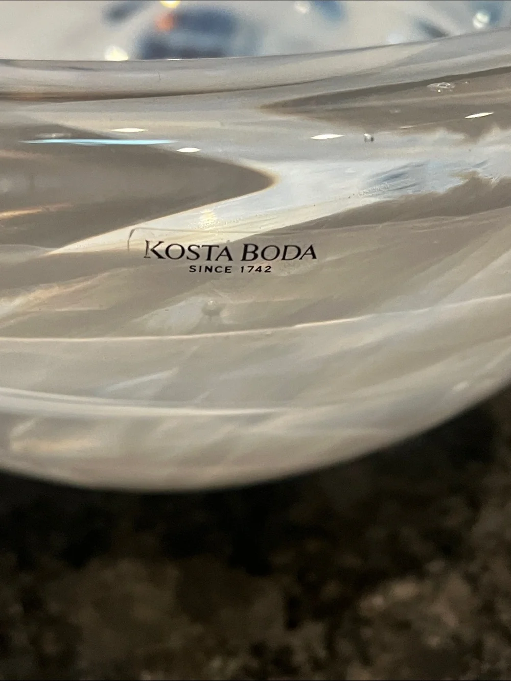 Kosta Boda Atoll Anna Ehrner Large Heavy White Swirl Votive Bowl